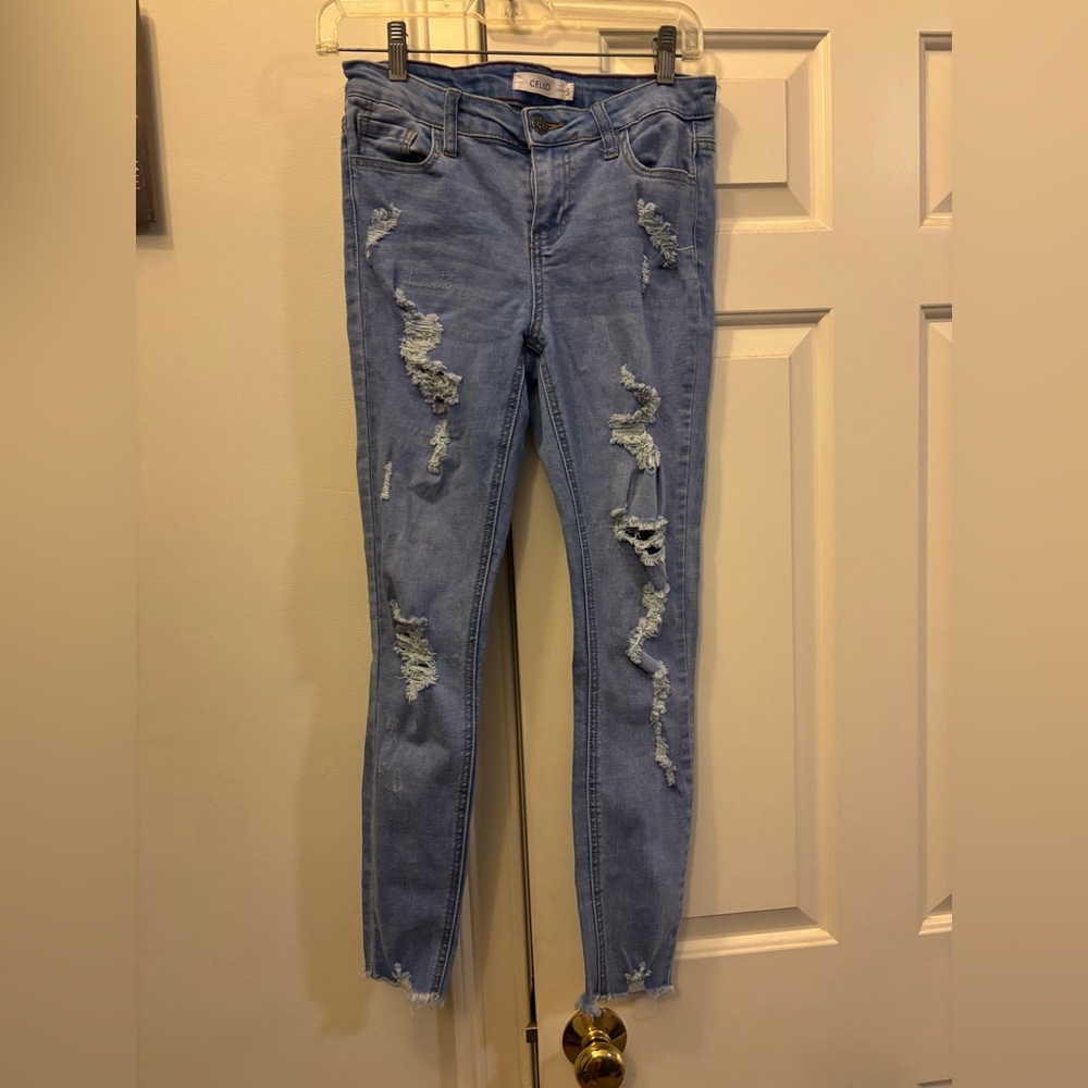 Cello Light Blue Distressed Skinny Jeans